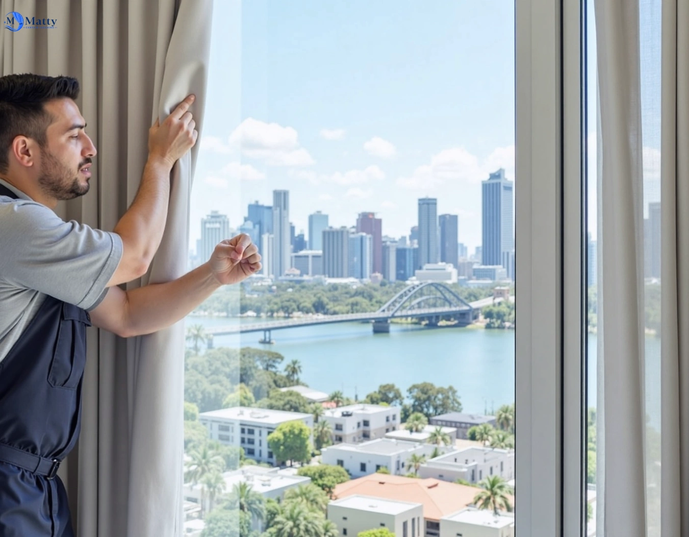 Professional curtain steam cleaning service tennyson QLD by Matty Curtain Cleaning